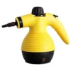 Limpiador a Vapor Eléctrico Compacto Limpiador a vapor amarillo con diseño ergonómico y base negra.