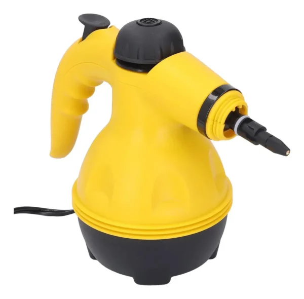 Limpiador a Vapor Eléctrico 4 en 1 Limpiador a vapor eléctrico amarillo con boquilla negra.