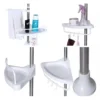 Organizador de baño esquinero blanco con estantes ajustables.